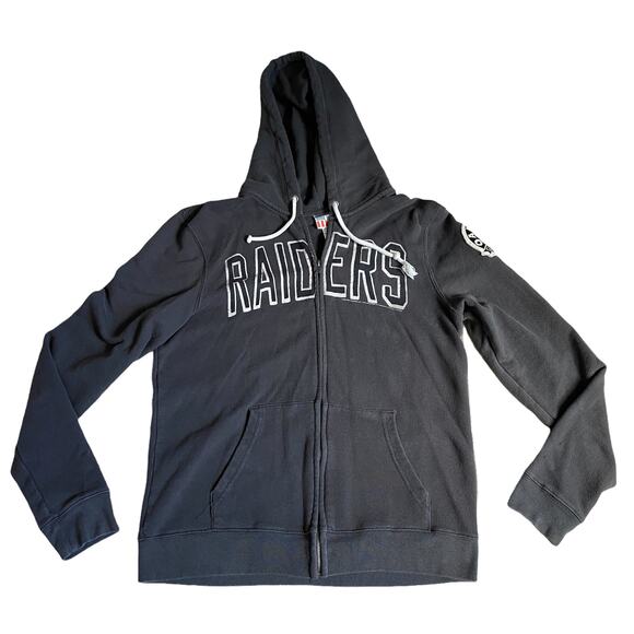 Junk Food Throwback Raiders Football Full Zip Hoodie Vintage Wash Unisex L - Picture 1 of 9